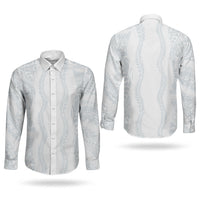 Samoa Lotu Tamaiti Couples Matching Off Shoulder Maxi Dress and Long Sleeve Button Shirt Teuila With Tribal Motifs