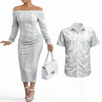 Samoa Lotu Tamaiti Couples Matching Off The Shoulder Long Sleeve Dress and Hawaiian Shirt Teuila With Tribal Motifs