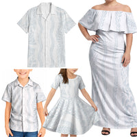 Samoa Lotu Tamaiti Family Matching Off Shoulder Maxi Dress and Hawaiian Shirt Teuila With Tribal Motifs