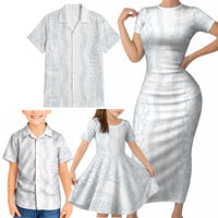 Samoa Lotu Tamaiti Family Matching Short Sleeve Bodycon Dress and Hawaiian Shirt Teuila With Tribal Motifs