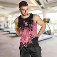 Personalized Breast Cancer Men Tank Top Survivor Polynesian Ribbon Butterfly LT05 - Polynesian Pride