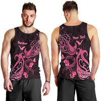 Personalized Breast Cancer Awareness Men Tank Top Ribbon Polynesian Pattern Black Version LT05 - Polynesian Pride