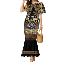 Polynesia Veterans Day Family Matching Mermaid Dress and Hawaiian Shirt Thank You Veterans Polynesian Pattern