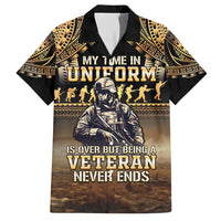 Polynesia Veterans Day Family Matching Short Sleeve Bodycon Dress and Hawaiian Shirt Thank You Veterans Polynesian Pattern LT05 Dad's Shirt - Short Sleeve Gold - Polynesian Pride