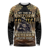 Polynesia Veterans Day Long Sleeve Shirt Thank You Veterans Polynesian Pattern LT05 Unisex Gold - Polynesian Pride