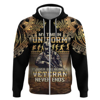 Polynesia Veterans Day Zip Hoodie Thank You Veterans Polynesian Pattern LT05 Zip Hoodie Gold - Polynesian Pride