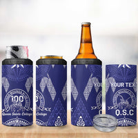Personalised Queen Salote College Centenary 4 in 1 Can Cooler Tumbler Tongan Kupesi Pattern - Polynesian Pride