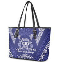 Queen Salote College Centenary Leather Tote Bag Tongan Kupesi Pattern - Polynesian Pride
