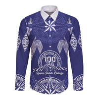 Personalised Queen Salote College Centenary Long Sleeve Button Shirt Tongan Kupesi Pattern - Polynesian Pride