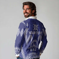 Personalised Queen Salote College Centenary Long Sleeve Polo Shirt Tongan Kupesi Pattern - Polynesian Pride