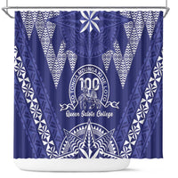 Queen Salote College Centenary Shower Curtain Tongan Kupesi Pattern - Polynesian Pride