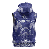 Personalised Queen Salote College Centenary Sleeveless Zip Hoodie Tongan Kupesi Pattern LT05 - Polynesian Pride