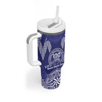 Personalised Queen Salote College Centenary Tumbler With Handle Tongan Kupesi Pattern - Polynesian Pride