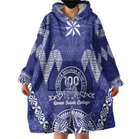 Personalised Queen Salote College Centenary Wearable Blanket Hoodie Tongan Kupesi Pattern - Polynesian Pride