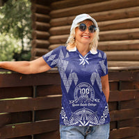 Personalised Queen Salote College Centenary Women Polo Shirt Tongan Kupesi Pattern - Polynesian Pride