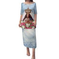 Guam Patroness Family Matching Puletasi and Hawaiian Shirt The Legend Santa Marian Kamalen