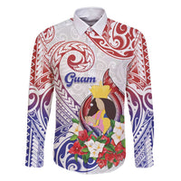 Happy Guam Santa Marian Kamalen Day Family Matching Summer Maxi Dress and Hawaiian Shirt LT05 Dad's Shirt - Long Sleeve White - Polynesian Pride