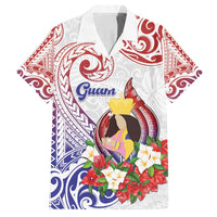 Happy Guam Santa Marian Kamalen Day Family Matching Tank Maxi Dress and Hawaiian Shirt LT05 Dad's Shirt - Short Sleeve White - Polynesian Pride