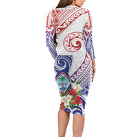 Happy Guam Santa Marian Kamalen Day Long Sleeve Bodycon Dress