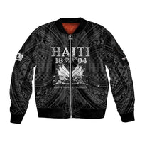 Haiti 1804 Sleeve Zip Bomber Jacket Polynesian Silver Neg Maron LT05 Unisex Silver - Polynesian Pride