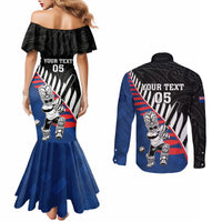 Custom New Zealand Auckland Cricket Couples Matching Mermaid Dress and Long Sleeve Button Shirt With Maori Pattern