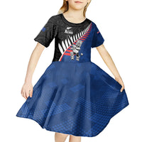 Custom New Zealand Auckland Cricket Kid Short Sleeve Dress With Maori Pattern LT05 - Polynesian Pride