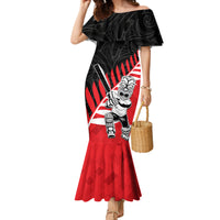 Custom New Zealand Canterbury Cricket Family Matching Mermaid Dress and Hawaiian Shirt With Maori Pattern