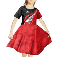 Custom New Zealand Canterbury Cricket Kid Short Sleeve Dress With Maori Pattern LT05 - Polynesian Pride
