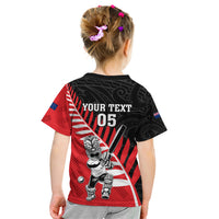 Custom New Zealand Canterbury Cricket Kid T Shirt With Maori Pattern LT05 - Polynesian Pride