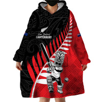 Custom New Zealand Canterbury Cricket Wearable Blanket Hoodie With Maori Pattern