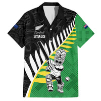 Custom New Zealand Central Districts Cricket Family Matching Off Shoulder Short Dress and Hawaiian Shirt With Maori Pattern LT05 Dad's Shirt - Short Sleeve Green - Polynesian Pride