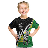 Custom New Zealand Central Districts Cricket Kid T Shirt With Maori Pattern LT05 Green - Polynesian Pride