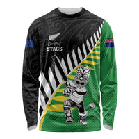 Custom New Zealand Central Districts Cricket Long Sleeve Shirt With Maori Pattern LT05 Unisex Green - Polynesian Pride