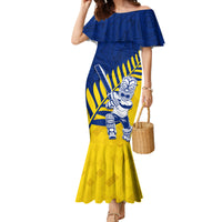 Custom New Zealand Otago Cricket Family Matching Mermaid Dress and Hawaiian Shirt With Maori Pattern