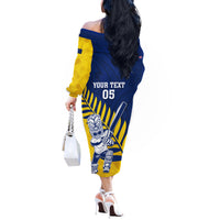 Custom New Zealand Otago Cricket Off The Shoulder Long Sleeve Dress With Maori Pattern