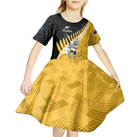 Custom New Zealand Wellington Cricket Kid Short Sleeve Dress With Maori Pattern LT05 - Polynesian Pride