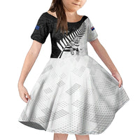 Custom New Zealand Cricket Kid Short Sleeve Dress With Maori Pattern LT05 KID Black - Polynesian Pride