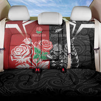 New Zealand And England Rugby Back Car Seat Cover Maori Tiki With Red Rose Together