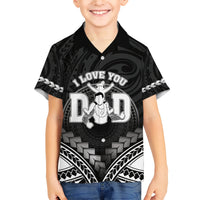 Personalised Happy Father's Day Family Matching Short Sleeve Bodycon Dress and Hawaiian Shirt I Love You Dad Polynesian Style