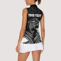 Personalised Happy Father's Day Women Sleeveless Polo Shirt I Love You Dad Polynesian Style