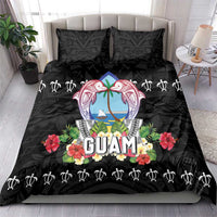 Guam Chamorro Bedding Set Tribal Latte Stone With Dolphins Black