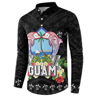 Guam Chamorro Button Sweatshirt Tribal Latte Stone With Dolphins Black LT05 - Polynesian Pride