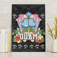 Guam Chamorro Canvas Wall Art Tribal Latte Stone With Dolphins Black