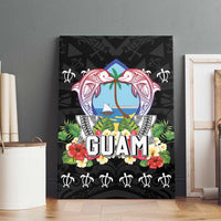 Guam Chamorro Canvas Wall Art Tribal Latte Stone With Dolphins Black