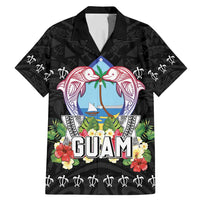 Guam Chamorro Family Matching Mermaid Dress and Hawaiian Shirt Tribal Latte Stone With Dolphins Black