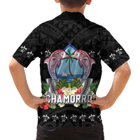 Guam Chamorro Family Matching Puletasi and Hawaiian Shirt Tribal Latte Stone With Dolphins Black LT05 - Polynesian Pride