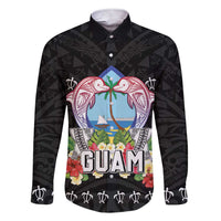 Guam Chamorro Family Matching Short Sleeve Bodycon Dress and Hawaiian Shirt Tribal Latte Stone With Dolphins Black