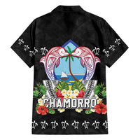 Guam Chamorro Hawaiian Shirt Tribal Latte Stone With Dolphins Black