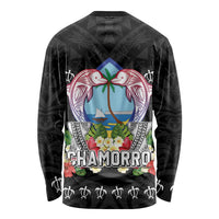 Guam Chamorro Long Sleeve Shirt Tribal Latte Stone With Dolphins Black LT05 - Polynesian Pride