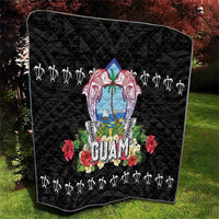 Guam Chamorro Quilt Tribal Latte Stone With Dolphins Black